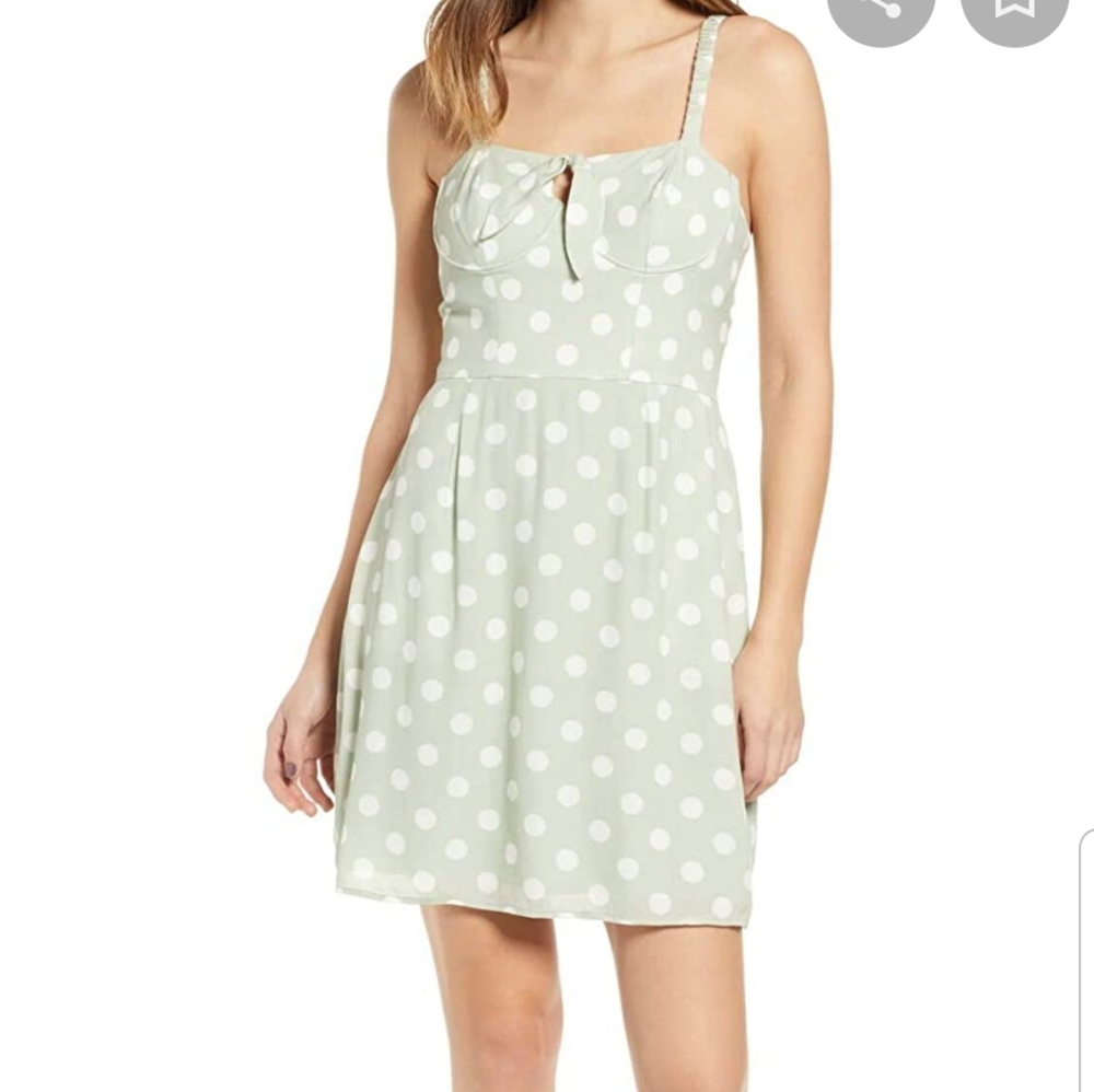 Leith Bustier Minidress Green Screen Bold Dot NWT